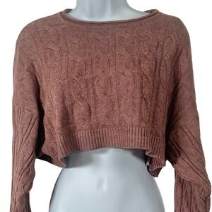 Luna Ivy Anthropologie Brown Cropped Knit Sweater Women's Small / Medium